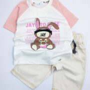 لباس بیرونی کودک ست خرگوش زرنگ کرم دخترانه باکیفیت و ارزان