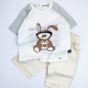 لباس بیرونی کودک ست خرگوش زرنگ صورتی پررنگ دخترانه باکیفیت و ارزان