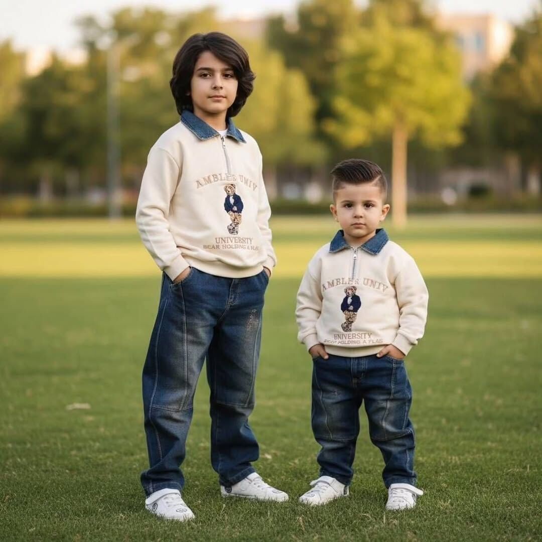 ست دو یقه جین پسرانه