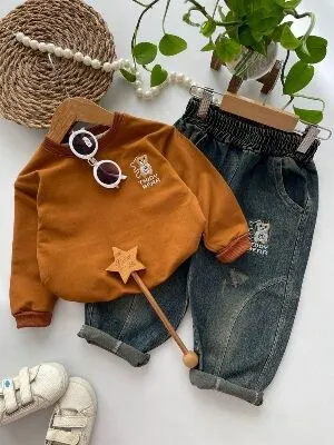ست لباس عیدانه تدی بیر نسکافه ای پسرانه و دخترانه شیک از مشهد