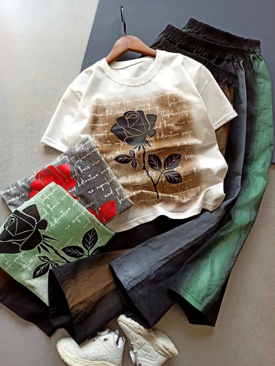 ست عیدانه دخترانه کتان گل