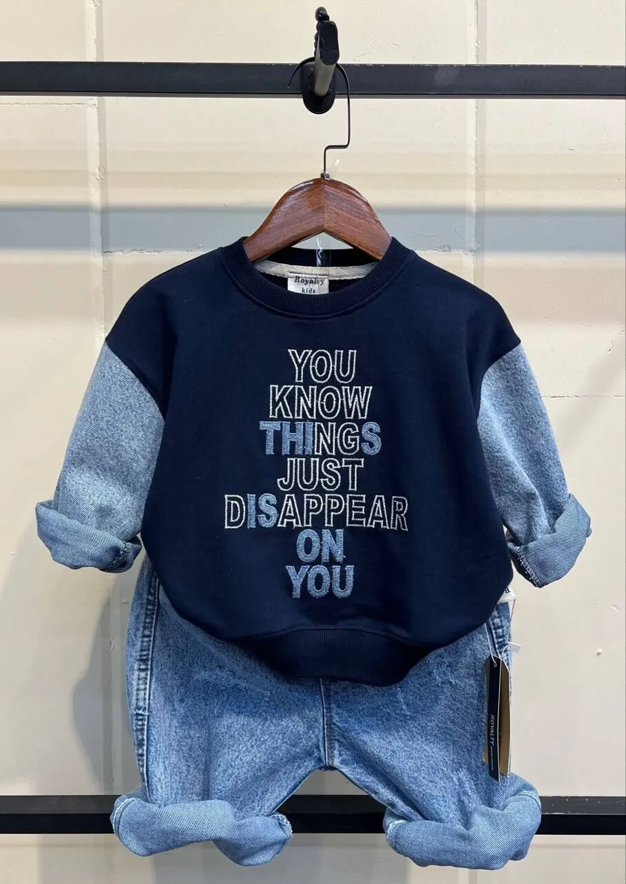 جزئیات ست عیدانه ترکیبی لاکچری سرمه ای برای کودکان باکیفیت و ارزان