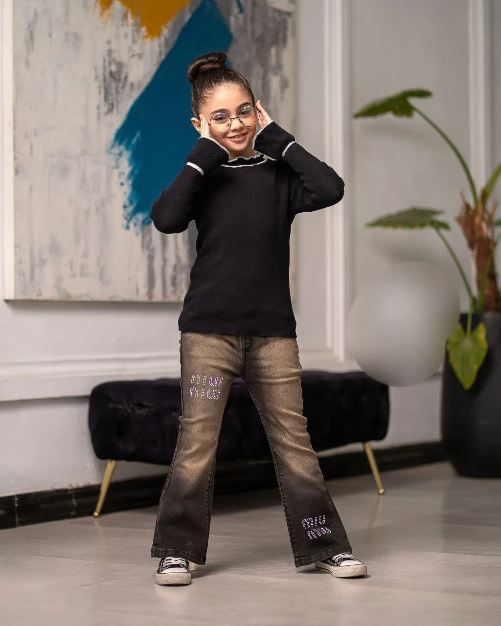 شلوار بوتکات دخترانه آبی باکیفیت و ارزان