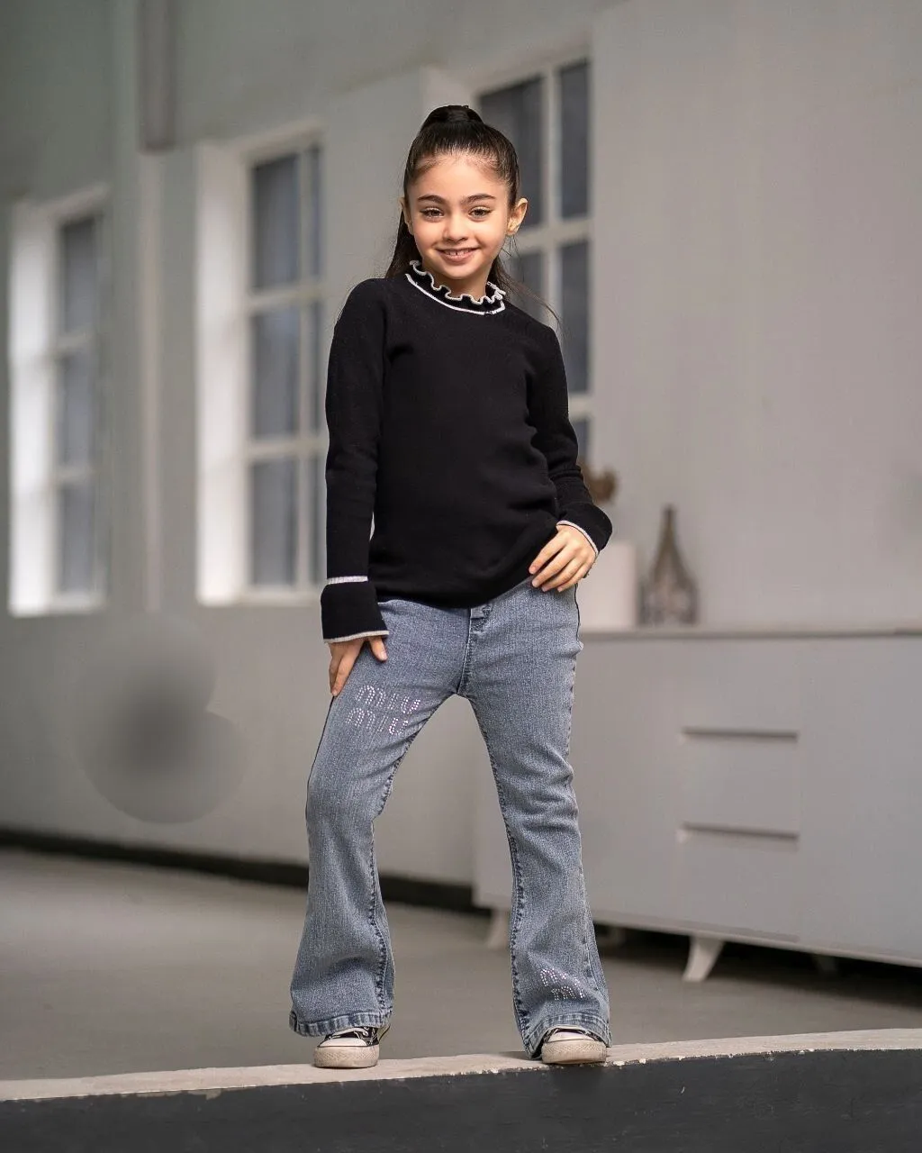 شلوار بوتکات دخترانه زغالی باکیفیت و ارزان