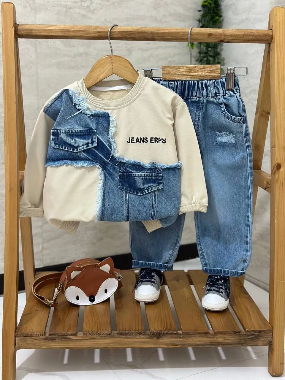 ست عیدانه بچه‌گانه یقه‌گرد لی تیره پسرانه و دخترانه باکیفیت و ارزان